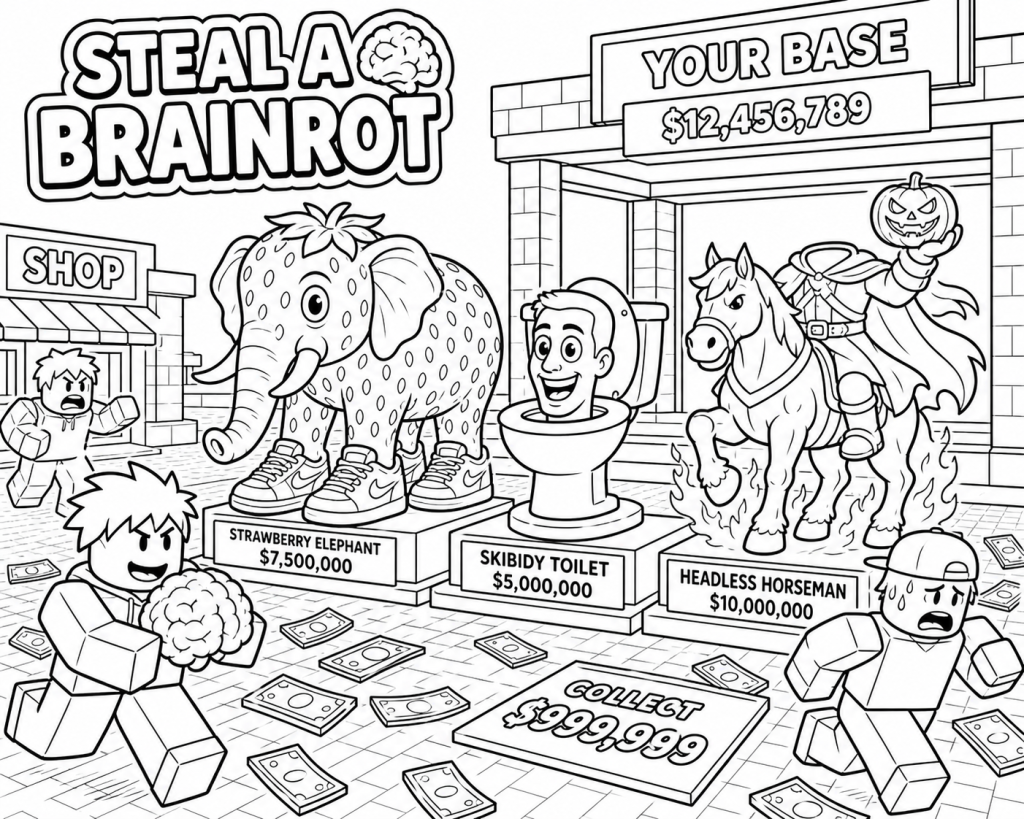 Steal a Brainrot, Brainrot OP, coloring image