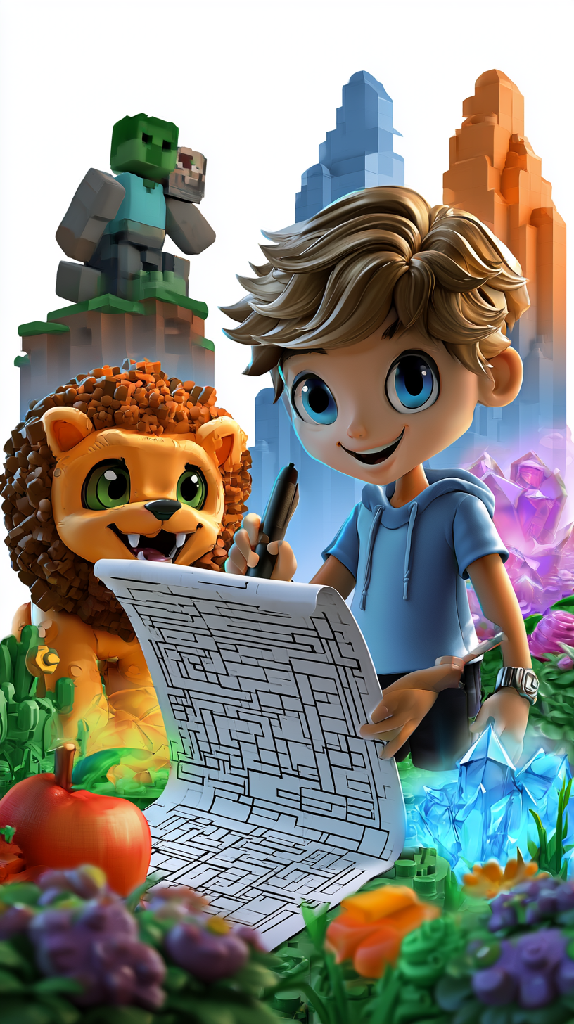 Free Printable Blocky Adventure Game Coloring Images