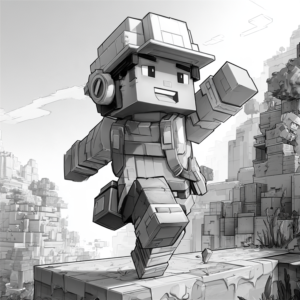 Free Printable Inspired-by Blocky Adventure Game Coloring Images for Kids