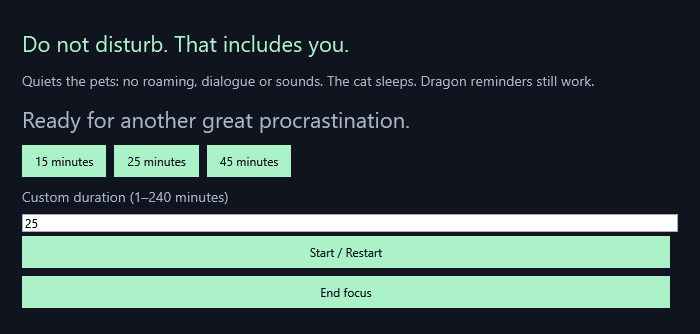 The cat's focus controls. Rendered from the current English interface.