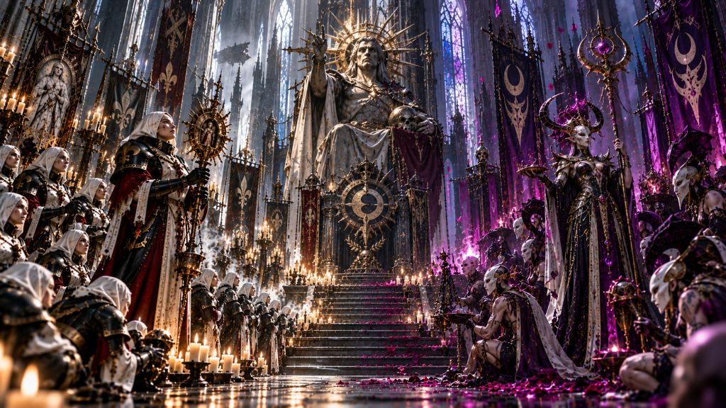 They worship the man who forbade the altar
They raise his name where no god should stand
The fiercest keepers of the sacred order
Hold contradiction in a gauntleted hand
By the law of the age, they are faithful
By the dream he built, they are heretics