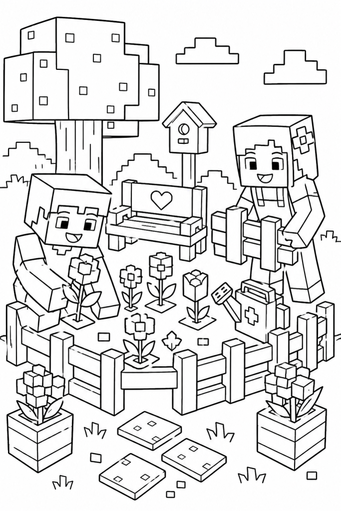 Free Printable Inspired-by Blocky Adventure Game Coloring Images for Kids